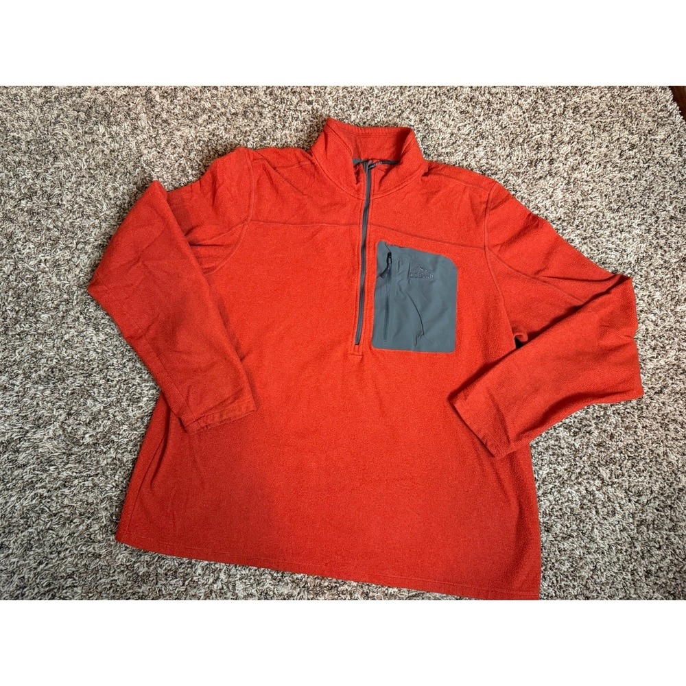 L.L. BEAN Orange Half Zip Up Fleece Pullover‎ Jacket Men Size XXL